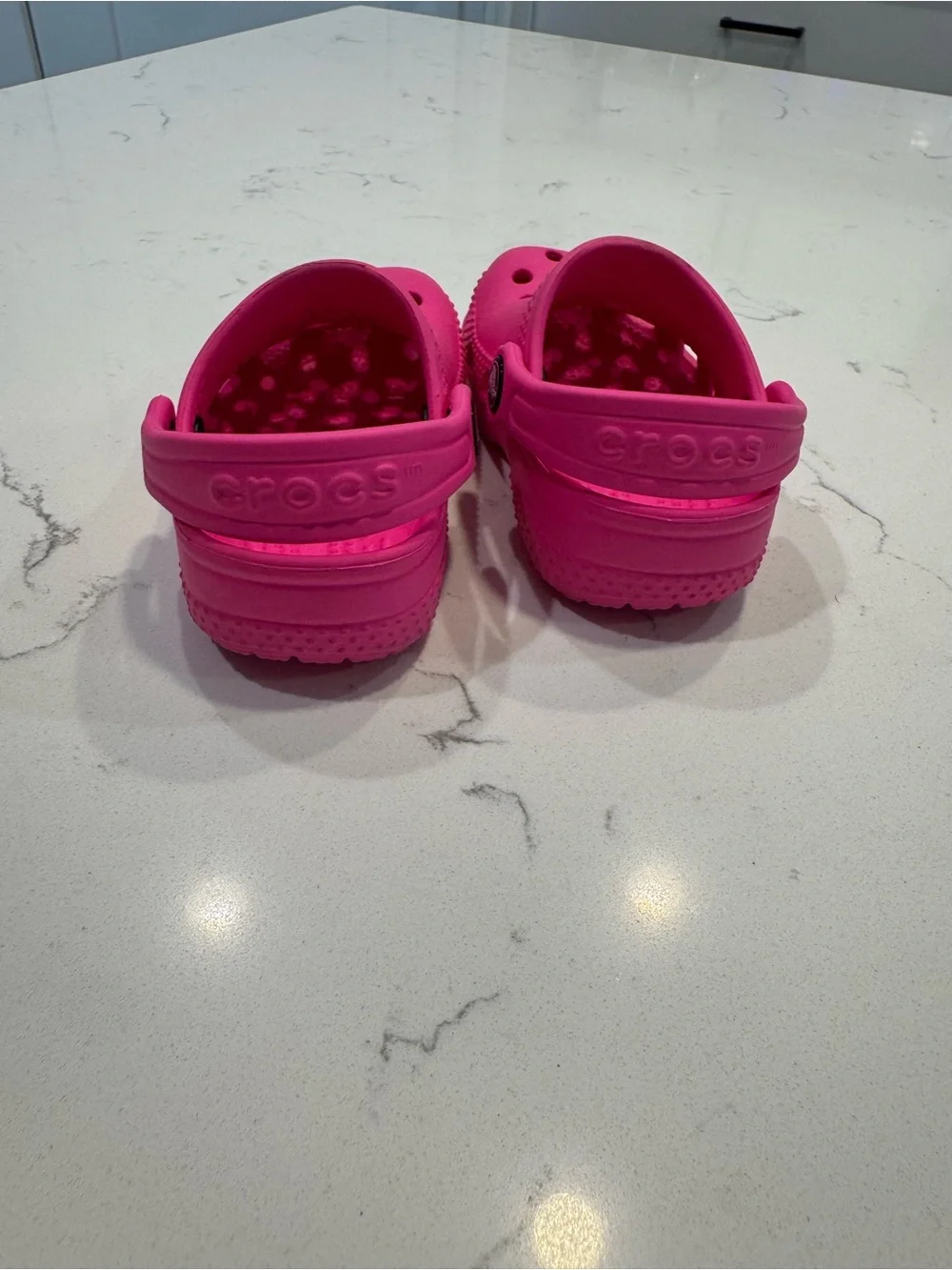 Pink toddler Crocs Classic Clogs in the 